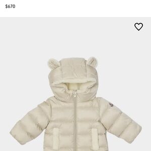 Moncler Beige Kids Puffer Coat with Bear Ears